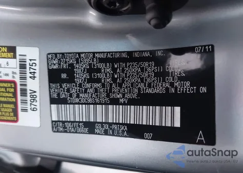 2011 Toyota Sienna Se from USA, damaged, VIN 5TDXK3DC9BS161915